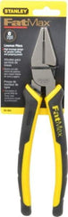 Stanley - 8-3/8" OAL, 1-1/2" Jaw Length x 1" Jaw Width, Side Cutting Linesman's Pliers - Serrated Jaw, Flat Nose Head, Bi-Material Cushion Grip Handles - Best Tool & Supply