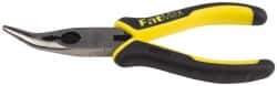 Stanley - 6-3/4" OAL, 1-13/16" Jaw Length x 11/16" Jaw Width, Long Nose Side Cutting Bent Nose Pliers - Serrated Jaw, Double Injection Molded Handles - Best Tool & Supply