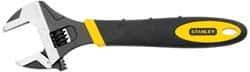 Stanley - 1-3/8" Jaw Capacity, 10" Standard Adjustable Wrench - Chrome Vanadium Steel, Black Finish, 10-1/2" OAL - Best Tool & Supply