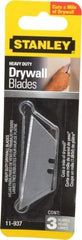 Stanley - 3 Piece Carbon Steel Drywall Utility Blade - 2-5/16" OAL, 0.024" Blade Thickness - Best Tool & Supply