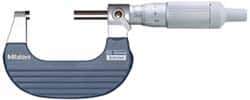 Mitutoyo - 25 to 50mm Range, 0.01mm Graduation, Mechanical Outside Micrometer - Ratchet Stop Thimble, Accurate to 0.0001" - Best Tool & Supply