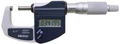 Mitutoyo - 0.001 mm Resolution, Standard Throat, Electronic Outside Micrometer - Includes Stand - Best Tool & Supply