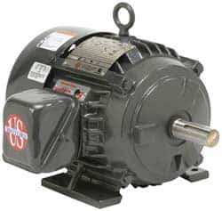 US Motors - 3 hp, TEFC Enclosure, No Thermal Protection, 1,175 RPM, 230/460 Volt, 60 Hz, Three Phase Premium Efficient Motor - Size 213 Frame, Rigid Mount, 1 Speed, Ball Bearings, 8.8/4.4 Full Load Amps, F Class Insulation, Reversible - Best Tool & Supply