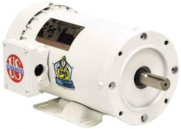 US Motors - 3/4 hp, TENV Enclosure, No Thermal Protection, 3,450 RPM, 208-230/460 Volt, 60 Hz, Three Phase Energy Efficient Motor - Size 56C Frame, C-Face/Base Mount, 1 Speed, Ball Bearings, 2.4-2.2/1.1 Full Load Amps, F Class Insulation, Reversible - Best Tool & Supply