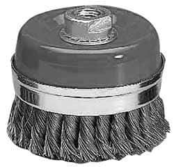 Value Collection - 5" Diam, 5/8-11 Threaded Arbor, Steel Fill Cup Brush - 0.0137 Wire Diam, 6,500 Max RPM - Best Tool & Supply