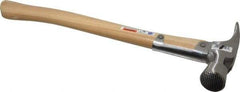 Stanley - 1-3/8 Lb Head, Straight Framing Hammer - 18" OAL, 1-1/2" Face Diam, Checkered Face, Wood Handle - Best Tool & Supply