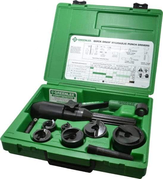 Greenlee - 11 Piece, 61.5mm Punch Hole Diam, Hydraulic Punch Driver Kit - Round Punch, 10 Gage Mild Steel - Best Tool & Supply