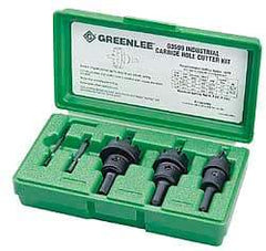 Greenlee - 5 Piece, 7/8" to 1-3/8" Saw Diam, Hole Saw Kit - Carbide-Tipped, Pilot Drill Model No. 123CT, Includes 3 Hole Saws - Best Tool & Supply