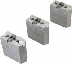 Abbott Workholding Products - 6" & Up Chuck Capacity, Tongue & Groove Attachment, Square Soft Lathe Chuck Jaw - 3 Jaws, Aluminum, 1-1/2" Btw Mount Hole Ctrs, 3" Long x 1-1/4" Wide x 3" High, 5/16" Groove, 3/8" Fastener - Best Tool & Supply