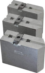 Abbott Workholding Products - 8" & Up Chuck Capacity, Tongue & Groove Attachment, Square Soft Lathe Chuck Jaw - 3 Jaws, Aluminum, 1-3/4" Btw Mount Hole Ctrs, 4" Long x 1-1/2" Wide x 3" High, 5/16" Groove, 3/8" Fastener - Best Tool & Supply