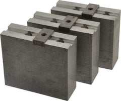 Abbott Workholding Products - 10" & Up Chuck Capacity, Tongue & Groove Attachment, Square Soft Lathe Chuck Jaw - 3 Jaws, Aluminum, 2-1/8" Btw Mount Hole Ctrs, 4-1/2" Long x 1-1/2" Wide x 4" High, 1/2" Groove, 1/2" Fastener - Best Tool & Supply