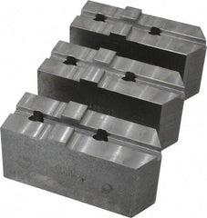 Abbott Workholding Products - 8" & Up Chuck Capacity, Tongue & Groove Attachment, Square Soft Lathe Chuck Jaw - 3 Jaws, Steel, 1-3/4" Btw Mount Hole Ctrs, 4" Long x 1-1/2" Wide x 2" High, 5/16" Groove, 3/8" Fastener - Best Tool & Supply