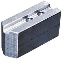 Abbott Workholding Products - 5" & Up Chuck Capacity, 1.5mm x 60° Serrated Attachment, Square Soft Lathe Chuck Jaw - 3 Jaws, Aluminum, 3/4" Btw Mount Hole Ctrs, 2-1/2" Long x 1" Wide x 1-1/2" High, 0.3937" Groove, 0.315" & 8mm Fastener - Best Tool & Supply