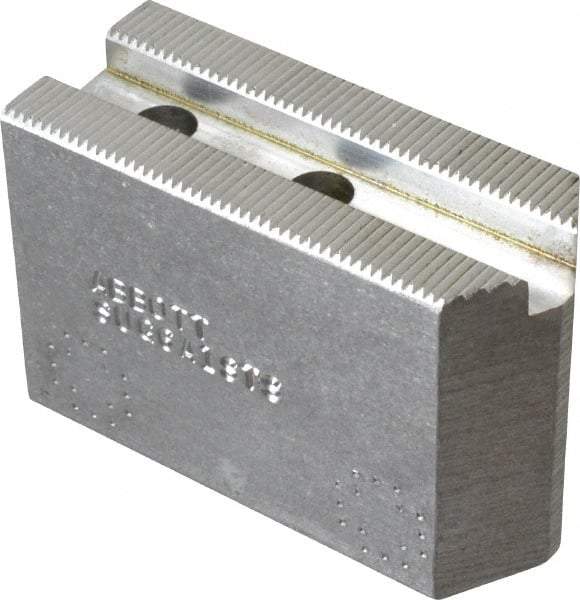 Abbott Workholding Products - 6" & Up Chuck Capacity, 1.5mm x 60° Serrated Attachment, Square Soft Lathe Chuck Jaw - 3 Jaws, Aluminum, 63/64" Btw Mount Hole Ctrs, 3" Long x 1-1/4" Wide x 2" High, 0.4331" Groove, 0.315" & 8mm Fastener - Best Tool & Supply