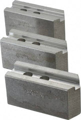 Abbott Workholding Products - 8" & Up Chuck Capacity, 1.5mm x 60° Serrated Attachment, Square Soft Lathe Chuck Jaw - 3 Jaws, Aluminum, 63/64" Btw Mount Hole Ctrs, 4" Long x 1-1/2" Wide x 2" High, 0.6299" Groove, 0.4724" & 12mm Fastener - Best Tool & Supply