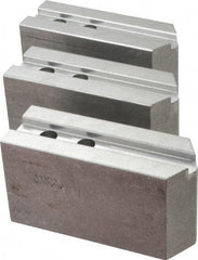 Abbott Workholding Products - 10" & Up Chuck Capacity, 1.5mm x 60° Serrated Attachment, Square Soft Lathe Chuck Jaw - 3 Jaws, Aluminum, 1.1811" Btw Mount Hole Ctrs, 5-1/2" Long x 2" Wide x 3" High, 0.6299" Groove, 0.4724" & 12mm Fastener - Best Tool & Supply