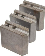 Abbott Workholding Products - 6" & Up Chuck Capacity, 1.5mm x 60° Serrated Attachment, Square Soft Lathe Chuck Jaw - 3 Jaws, Steel, 0.7874" Btw Mount Hole Ctrs, 3" Long x 1-1/4" Wide x 3" High, 0.4331" Groove, 0.3937" & 10mm Fastener - Best Tool & Supply