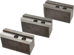 Abbott Workholding Products - 8" & Up Chuck Capacity, 1.5mm x 60° Serrated Attachment, Square Soft Lathe Chuck Jaw - 3 Jaws, Steel, 63/64" Btw Mount Hole Ctrs, 4" Long x 1-1/2" Wide x 2" High, 0.6299" Groove, 0.4724" & 12mm Fastener - Best Tool & Supply