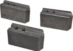 Abbott Workholding Products - 10" & Up Chuck Capacity, 1.5mm x 60° Serrated Attachment, Square Soft Lathe Chuck Jaw - 3 Jaws, Steel, 1.1811" Btw Mount Hole Ctrs, 5-1/2" Long x 2" Wide x 3" High, 0.6299" Groove, 0.4724" & 12mm Fastener - Best Tool & Supply