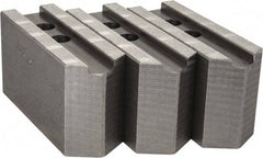 Abbott Workholding Products - 12" & Up Chuck Capacity, 1.5mm x 60° Serrated Attachment, Square Soft Lathe Chuck Jaw - 3 Jaws, Steel, 1.1811" Btw Mount Hole Ctrs, 5-1/2" Long x 2" Wide x 3" High, 0.8268" Groove, 0.6299" & 16mm Fastener - Best Tool & Supply