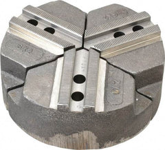 Abbott Workholding Products - 6" & Up Chuck Capacity, 1.5mm x 60° Serrated Attachment, Round Soft Lathe Chuck Jaw - 3 Jaws, Cast Iron, 0.7874" Btw Mount Hole Ctrs, 6" Wide x 2" High, 0.4724" Groove, 0.3937" & 10mm Fastener - Best Tool & Supply