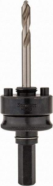 Starrett - 1-1/4 to 8-9/32" Tool Diam Compatibility, Straight Shank, Stainless Steel Integral Pilot Drill, Hole Cutting Tool Arbor - 1/2" Min Chuck, Hex Shank Cross Section, Threaded Shank Attachment, For SH, DH, CT & D Hole Saws - Best Tool & Supply