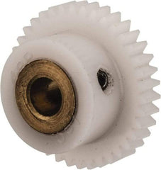 Made in USA - 48 Pitch, 0.792" Pitch Diam, 0.833" OD, 38 Tooth Spur Gear - 1/8" Face Width, 3/16" Bore Diam, 35/64" Hub Diam, 20° Pressure Angle, Acetal - Best Tool & Supply