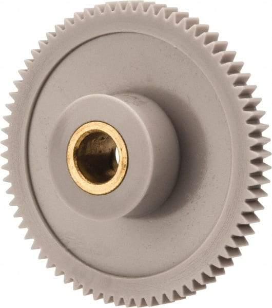 Made in USA - 48 Pitch, 1-1/2" Pitch Diam, 1.542" OD, 72 Tooth Spur Gear - 1/8" Face Width, 1/4" Bore Diam, 39/64" Hub Diam, 20° Pressure Angle, Acetal - Best Tool & Supply