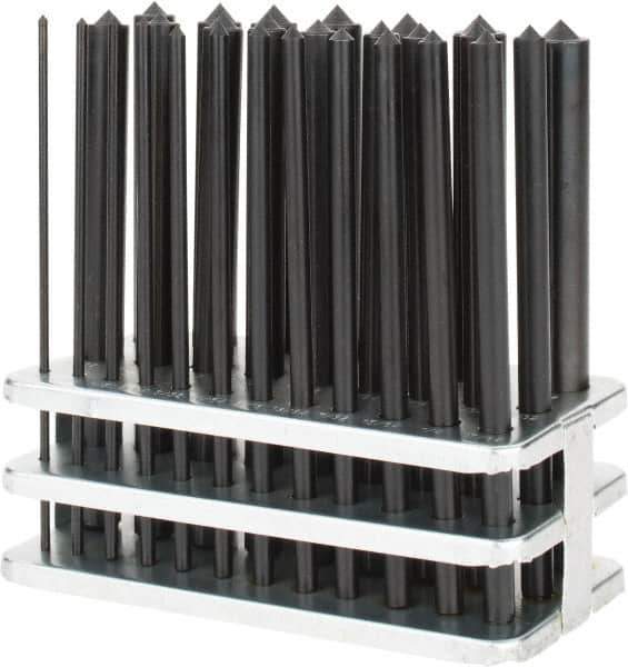 Value Collection - 28 Piece, 3/32 to 17/32", Transfer Punch Set - Round Shank, Comes in Stand - Best Tool & Supply