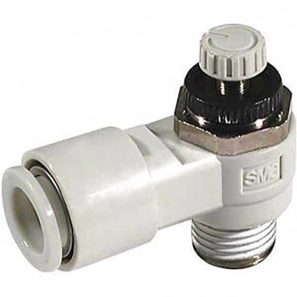 SMC PNEUMATICS - Speed & Flow Control Valves Valve Type: Flow Control Elbow Male Thread Size: R(PT) 1/8 - Best Tool & Supply