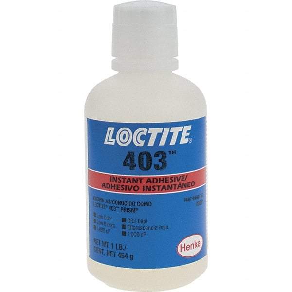 Loctite - 1 Lb Bottle Clear Instant Adhesive - Series 403, 24 hr Full Cure Time - Best Tool & Supply