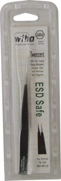 Wiha - 5-1/8" OAL AA-SA ESD Safe Tweezers - Universal Fine Point - Best Tool & Supply