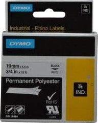 Rhino - 216" Long, White Permanent Polyester Tape Permanent Polyester Tape - For DYMO Brand Labeling Equipment Designed for "D1" Tapes (Check Width Compatibility) - Best Tool & Supply