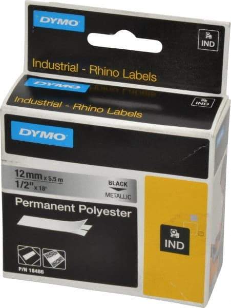 Rhino - 216" Long, Metallized Silver Polyester Metallized Tape - For DYMO Brand Labeling Equipment Designed for "D1" Tapes (Check Width Compatibility) - Best Tool & Supply