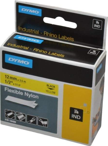 Rhino - 138" Long, Yellow Nylon Flexible Tape - For DYMO Brand Labeling Equipment Designed for "D1" Tapes (Check Width Compatibility) - Best Tool & Supply