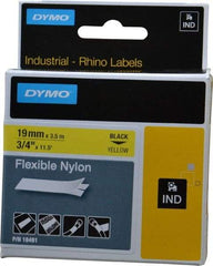 Rhino - 138" Long, Yellow Nylon Flexible Tape - For DYMO Brand Labeling Equipment Designed for "D1" Tapes (Check Width Compatibility) - Best Tool & Supply