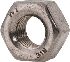 Value Collection - 7/16-20 UNF Stainless Steel Right Hand Heavy Hex Nut - 3/4" Across Flats, 27/64" High, Uncoated - Best Tool & Supply