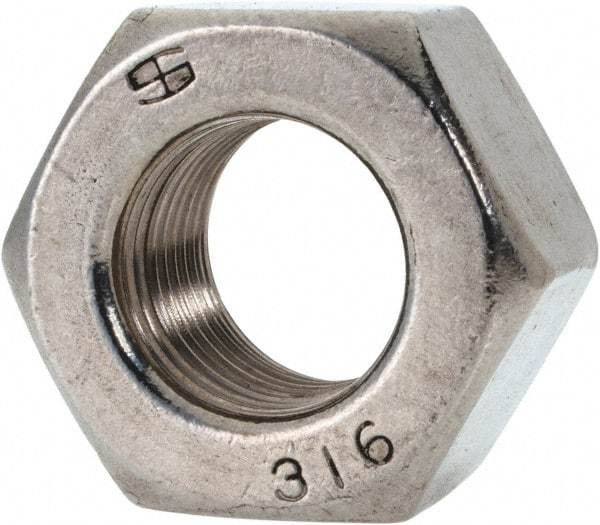 Value Collection - 5/8-18 UNF Stainless Steel Right Hand Heavy Hex Nut - 1-1/16" Across Flats, 39/64" High, Uncoated - Best Tool & Supply