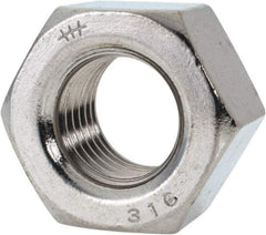 Value Collection - 7/8-9 UNC Stainless Steel Right Hand Heavy Hex Nut - 1-7/16" Across Flats, 55/64" High, Uncoated - Best Tool & Supply