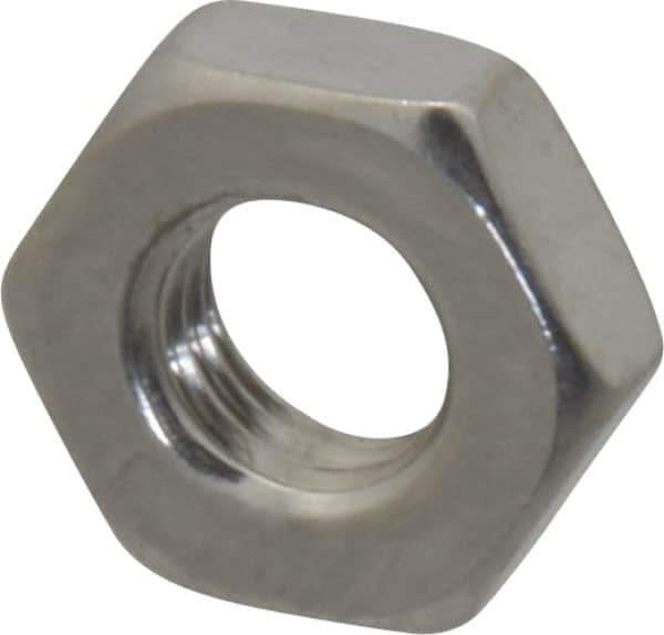 Value Collection - 1/4-28 UNF Stainless Steel Right Hand Hex Jam Nut - 7/16" Across Flats, 5/32" High, Uncoated - Best Tool & Supply