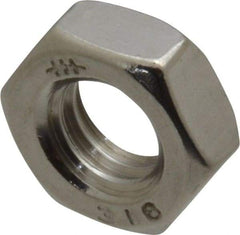 Value Collection - 5/16-18 UNC Stainless Steel Right Hand Hex Jam Nut - 1/2" Across Flats, 3/16" High, Uncoated - Best Tool & Supply