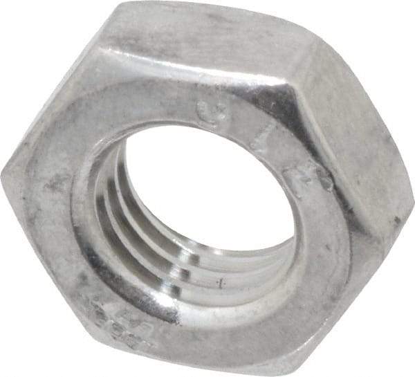 Value Collection - 5/16-24 UNF Stainless Steel Right Hand Hex Jam Nut - 1/2" Across Flats, 3/16" High, Uncoated - Best Tool & Supply