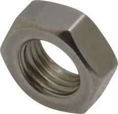 Value Collection - 3/8-24 UNF Stainless Steel Right Hand Hex Jam Nut - 9/16" Across Flats, 7/32" High, Uncoated - Best Tool & Supply