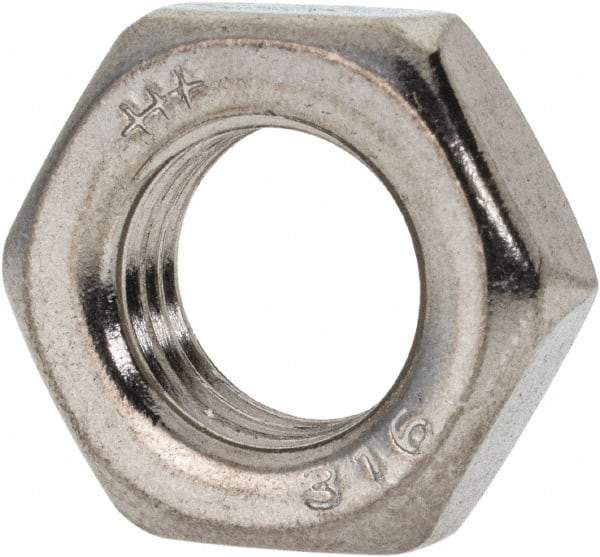 Value Collection - 7/16-20 UNF Stainless Steel Right Hand Hex Jam Nut - 11/16" Across Flats, 1/4" High, Uncoated - Best Tool & Supply