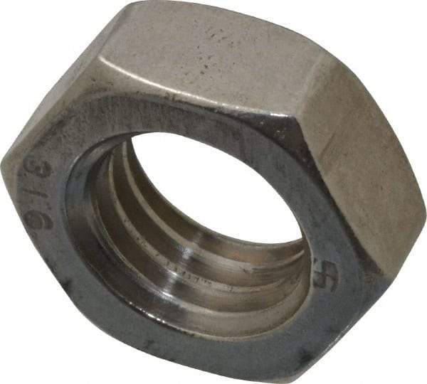 Value Collection - 5/8-11 UNC Stainless Steel Right Hand Hex Jam Nut - 15/16" Across Flats, 3/8" High, Uncoated - Best Tool & Supply