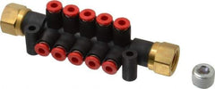 SMC PNEUMATICS - 1/4" Inlet, 5/32" Outlet Manifold - 110mm Long, 2 Inlet Ports, 10 Outlet Ports - Best Tool & Supply