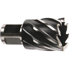 Annular Cutter: 5/8″ Dia, 1″ Depth of Cut, High Speed Steel 3/4″ Shank Dia, Weldon Flat Shank, 2 Flats, Bright/Uncoated