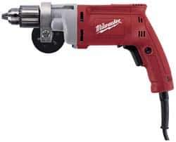 Milwaukee Tool - 1/2" Keyed Chuck, 850 RPM, Pistol Grip Handle Electric Drill - 8 Amps, 120 Volts, Reversible, Includes 1/2" Magnum Drill, Chuck Key with Holder, Side Handle - Best Tool & Supply