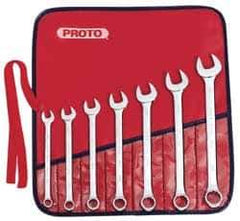 Proto - 7 Piece, 3/8" to 3/4", Combination Wrench Set - Inch Measurement Standard, Satin Finish, Comes in Nylon Roll - Best Tool & Supply