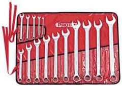 Proto - 15 Piece, 7mm to 32mm, Combination Wrench Set - Metric Measurement Standard, Satin Finish, Comes in Canvas Roll - Best Tool & Supply